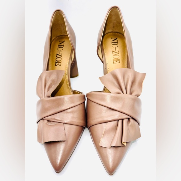 Nic+Zoe Valentina Blush Heel Pump Closed Toe Ruffle Bow D'Orsay 6M Women NEW NWT